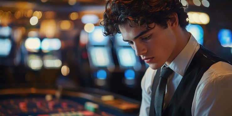 Live dealer blackjack table with game statistics overlay